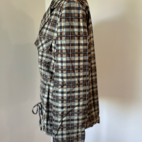 Cider plaid pattern ruched blazer with shoulder pads in a size large - Picture 14 of 16